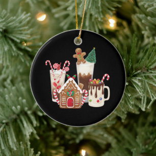 Ornamento De Cerâmica Presente de Natal para Amante de Café de Gengibre