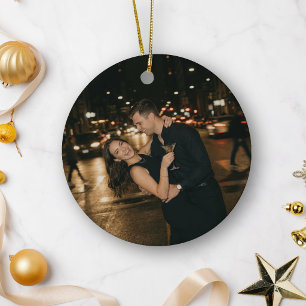 Ornamento De Cerâmica Presente de Natal para Noivos Foto de Noivado