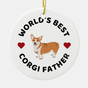 Ornamento De Cerâmica Presente de Natal para o Melhor Pai Corgi do Mundo
