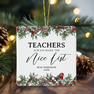 Ornamento De Cerâmica Presente de Natal para Professora Fofa