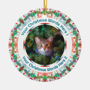 Ornamento De Cerâmica Presente de Natal Personalizado com Foto da Famíli