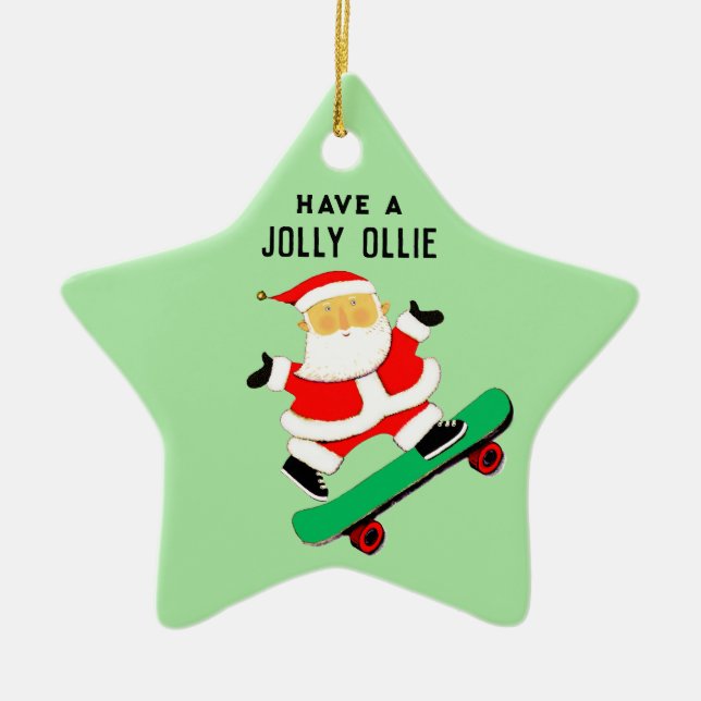 Ornamento De Cerâmica Presente de Natal Personalizado no Skateboard (Frente)