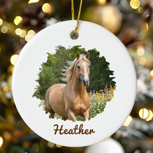 Ornamento De Cerâmica Presente de Natal Personalizado para Cavalo para o (Criador carregado)