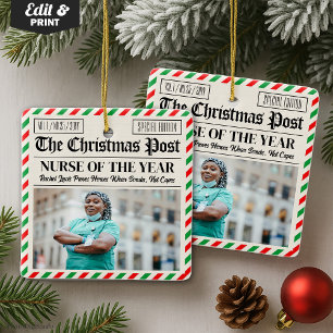 Ornamento De Cerâmica Presente de Natal Personalizado para Enfermeira, J