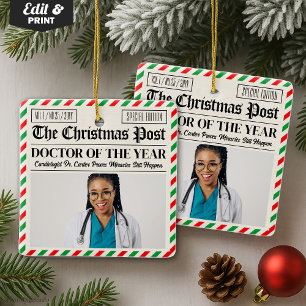 Ornamento De Cerâmica Presente de Natal Personalizado para Médico, Jorna