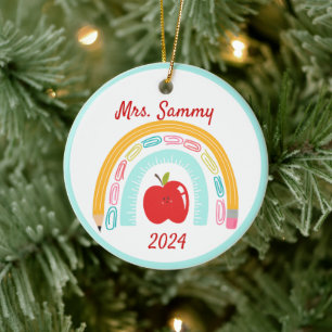Ornamento De Cerâmica Presente de Natal personalizado para professor Boh