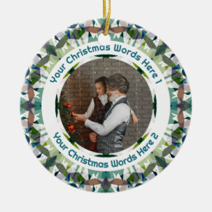 Ornamento De Cerâmica Presente de Natal Personalizado Verde Marrom com F