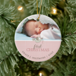Ornamento De Cerâmica Presente de Natal Primeiro Natal Foto Menina