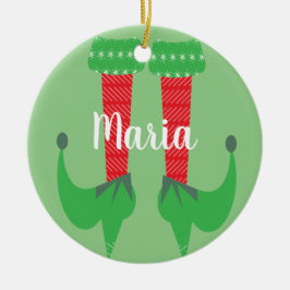 Ornamento De Cerâmica Presente de Natal Saltos com Pés de Elfo Fofo Retr