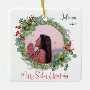 Ornamento De Cerâmica Presente de Natal Sólido, Foto Personalizada