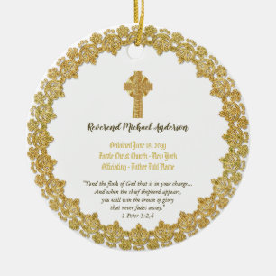 Ornamento De Cerâmica Presente de ORDENAÇÃO COMemorativa Padre Pastor 