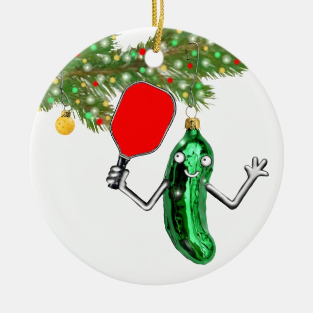 Ornamento De Cerâmica Presente de Pickleball 2026 (Frente)