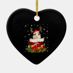 Ornamento De Cerâmica Presente de Suíno Guiné Suíno de Natal feliz