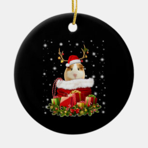 Ornamento De Cerâmica Presente de Suíno Guiné Suíno de Natal feliz