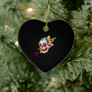 Ornamento De Cerâmica Presente De Tatuagem De Crânio E Espada Para Tatu