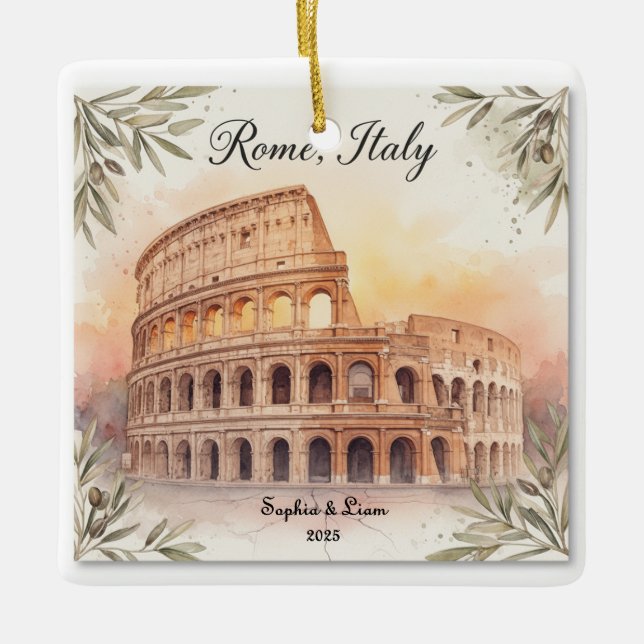 Ornamento De Cerâmica Presente de Viagem Personalizado para Lua de Mel o (Frente)
