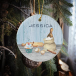Ornamento De Cerâmica Presente do Assar de Baking de Nome Monograma<br><div class="desc">Esta design foi criada através da arte digital. Pode ser personalizada na área fornecida pela alteração da foto e/ou do texto. Ou pode ser personalizado escolhendo o clique para personalizar outra opção e excluir ou alterar a cor do plano de fundo, adicionar texto, alterar a cor ou o estilo do...</div>