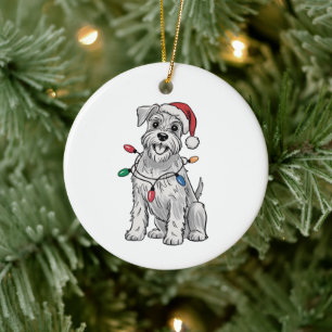 Ornamento De Cerâmica Presente do Dia de Natal do Schnauzer Miniatura Am