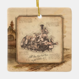 Ornamento De Cerâmica Presente do maquinista/comboio de vapor de alta te