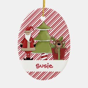 Ornamento De Cerâmica Presente do urso de ursinho da árvore do papai