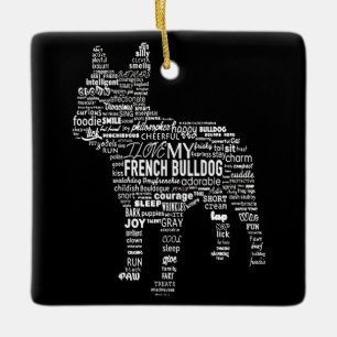 Ornamento De Cerâmica Presente francês Eu Amo Meu Cão-Touro Francês