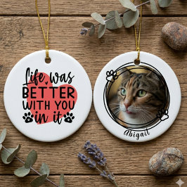Ornamento De Cerâmica Presente Memorial para Gato Minimalista Sentimenta