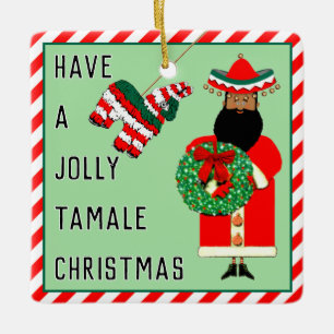Ornamento De Cerâmica Presente mexicano engraçado