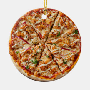 Ornamento De Cerâmica Presente Natalino de Pizza, Comida Divertida, Pres
