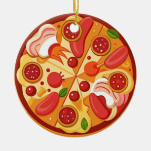 Ornamento De Cerâmica Presente Natalino de Pizza, Comida Divertida, Pres
