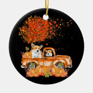 Ornamento De Cerâmica Presente no cão | Corgi Cães Pumpkins