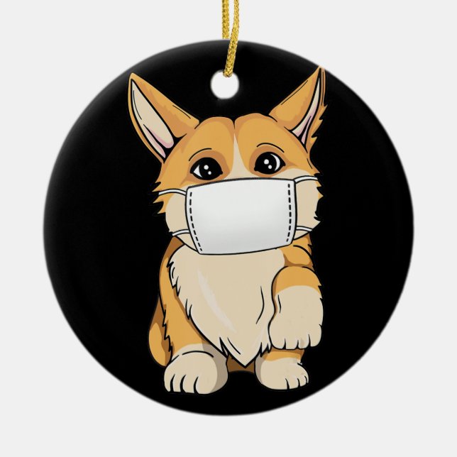 Ornamento De Cerâmica Presente no cão | Máscara de Visto Corgi (Frente)