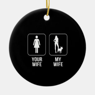 Ornamento De Cerâmica Presente no cão Sua Esposa - Minha Esposa Buldog