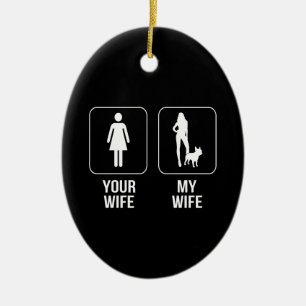 Ornamento De Cerâmica Presente no cão Sua Esposa - Minha Esposa Buldog