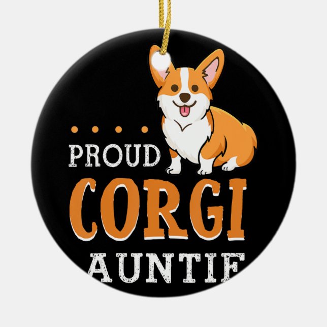 Ornamento De Cerâmica Presente no cão | tia corgi engraçada (Frente)