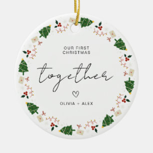 Ornamento De Cerâmica Presente no Casal de Natal de primeira vez