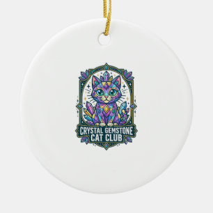 Ornamento De Cerâmica Presente para Mãe de Gato com Cristal - G