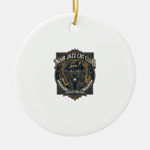 Ornamento De Cerâmica Presente para Pai de Gato Jazz Noir - Gato Jazz No