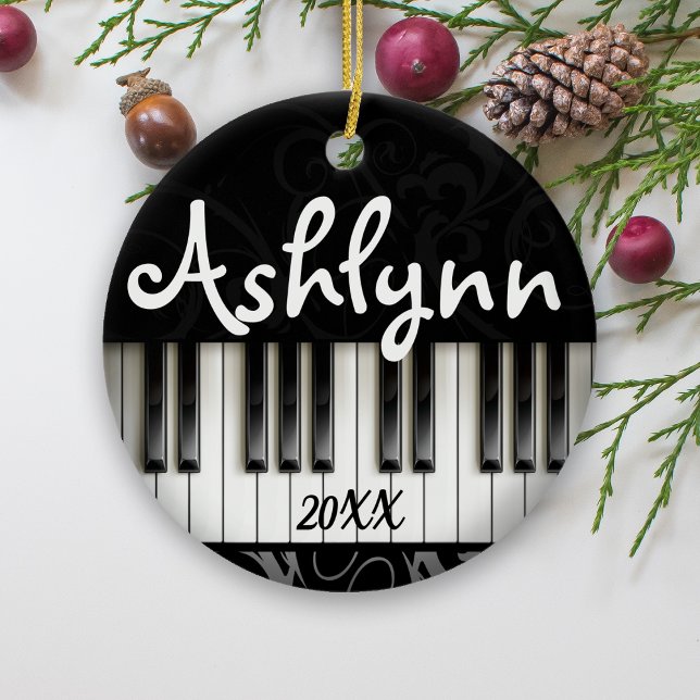 Ornamento De Cerâmica Presente para pianista personalizado pianista pers (Custom name piano keyboard ornament gift)