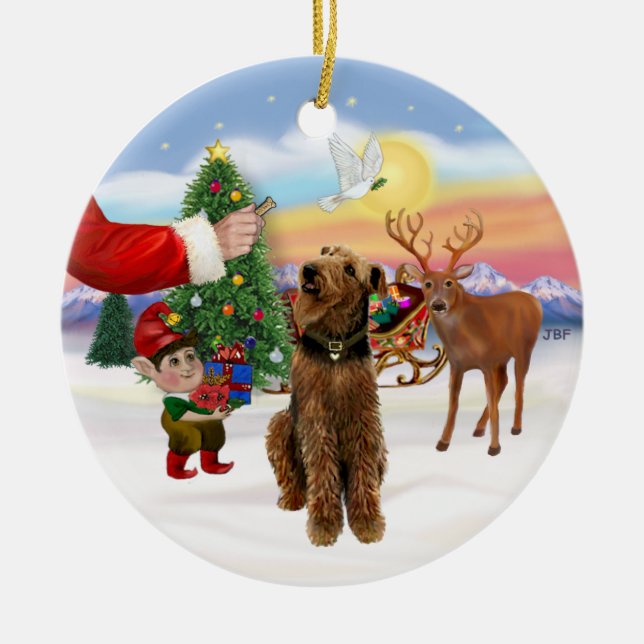 Ornamento De Cerâmica Presente para um Airedale Terrier (Frente)