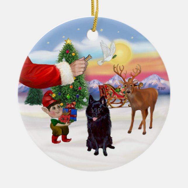 Ornamento De Cerâmica Presente para um Schipperke (Frente)