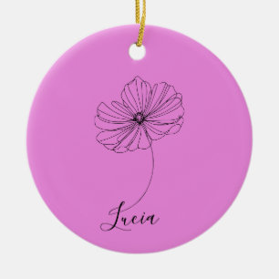 Ornamento De Cerâmica Presente Personalizado da Flor de Nascimento Cosmo