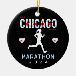 Ornamento De Cerâmica Presente personalizado da Maratona de Chicago para