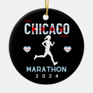 Ornamento De Cerâmica Presente personalizado da Maratona de Chicago para