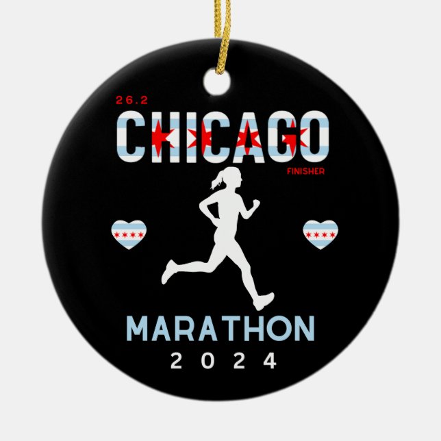 Ornamento De Cerâmica Presente personalizado da Maratona de Chicago para (Frente)