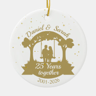 Ornamento De Cerâmica Presente Personalizado de Aniversário de 25 Anos