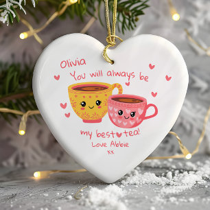 Ornamento De Cerâmica Presente personalizado de Bestie Hearts