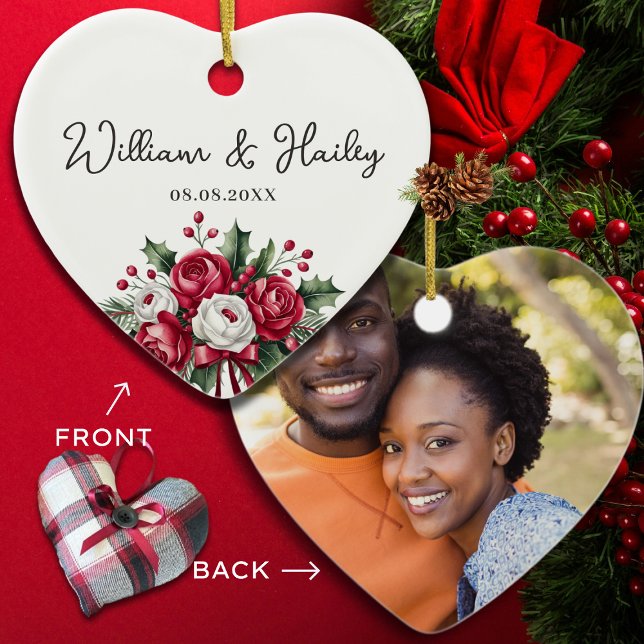 Ornamento De Cerâmica Presente personalizado de casamento - Presente par (Criador carregado)