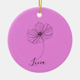 Ornamento De Cerâmica Presente Personalizado de Flor de Nascimento do Co