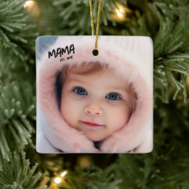 Ornamento De Cerâmica Presente Personalizado de Foto para a Mamãe no Nat