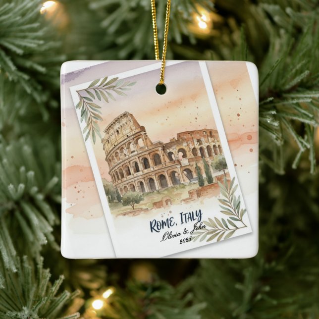 Ornamento De Cerâmica Presente Personalizado de Lua de Mel e Aniversário (Árvore)